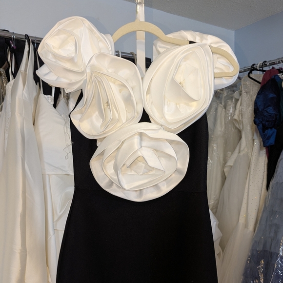 NWT Elegant Black and White Floral Dress - Picture 9 of 9